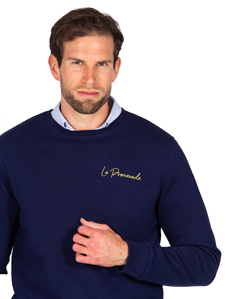 Embroidered Sweatshirt with Navy Name