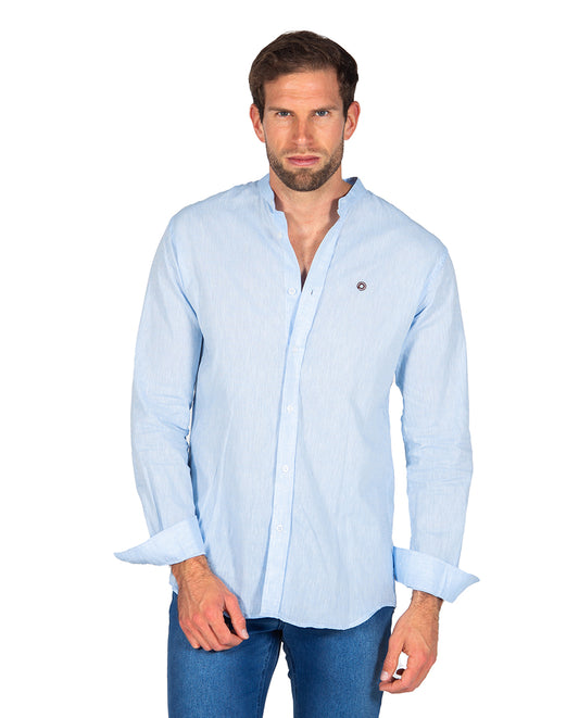 Light Blue Linen Mao Shirt