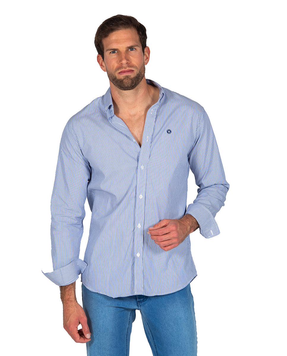 Camisa Popelín Raya Azul