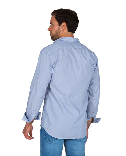 Camisa Popelín Raya Azul