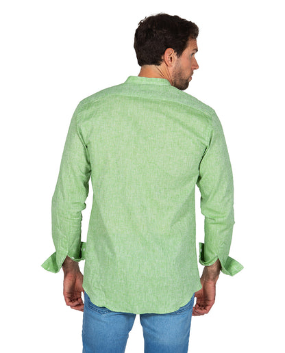 Green Linen Mao Shirt