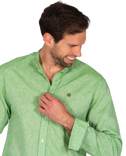 Green Linen Mao Shirt