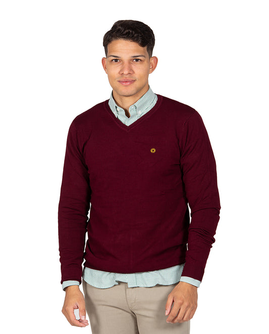 Bordeaux V-neck Sweater