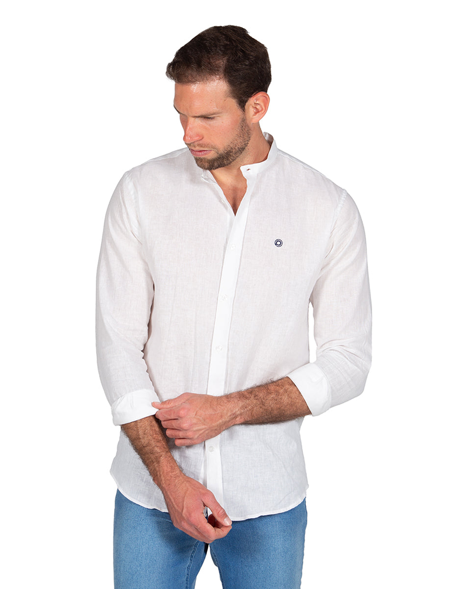 White Linen Mao Shirt