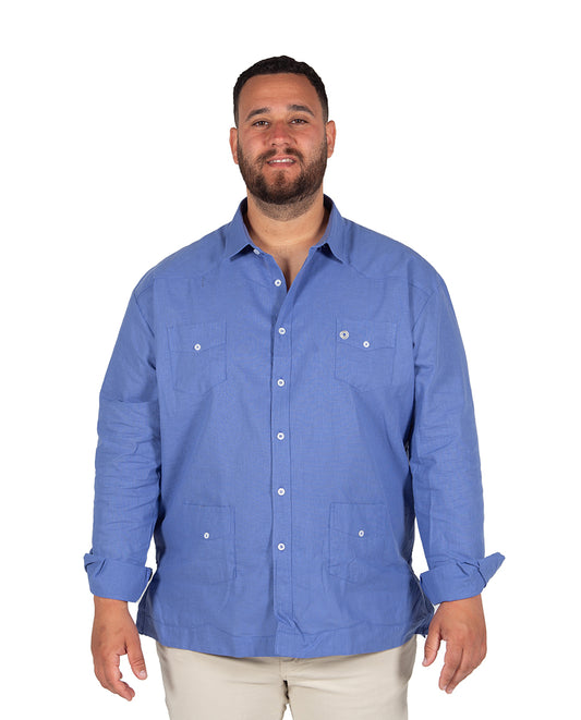 Blue Linen Effect Guayabera