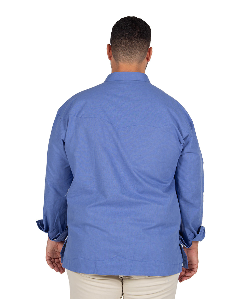 Blue Linen Effect Guayabera