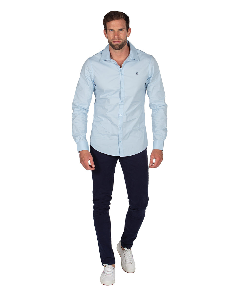 Light Blue Stretch Poplin Shirt