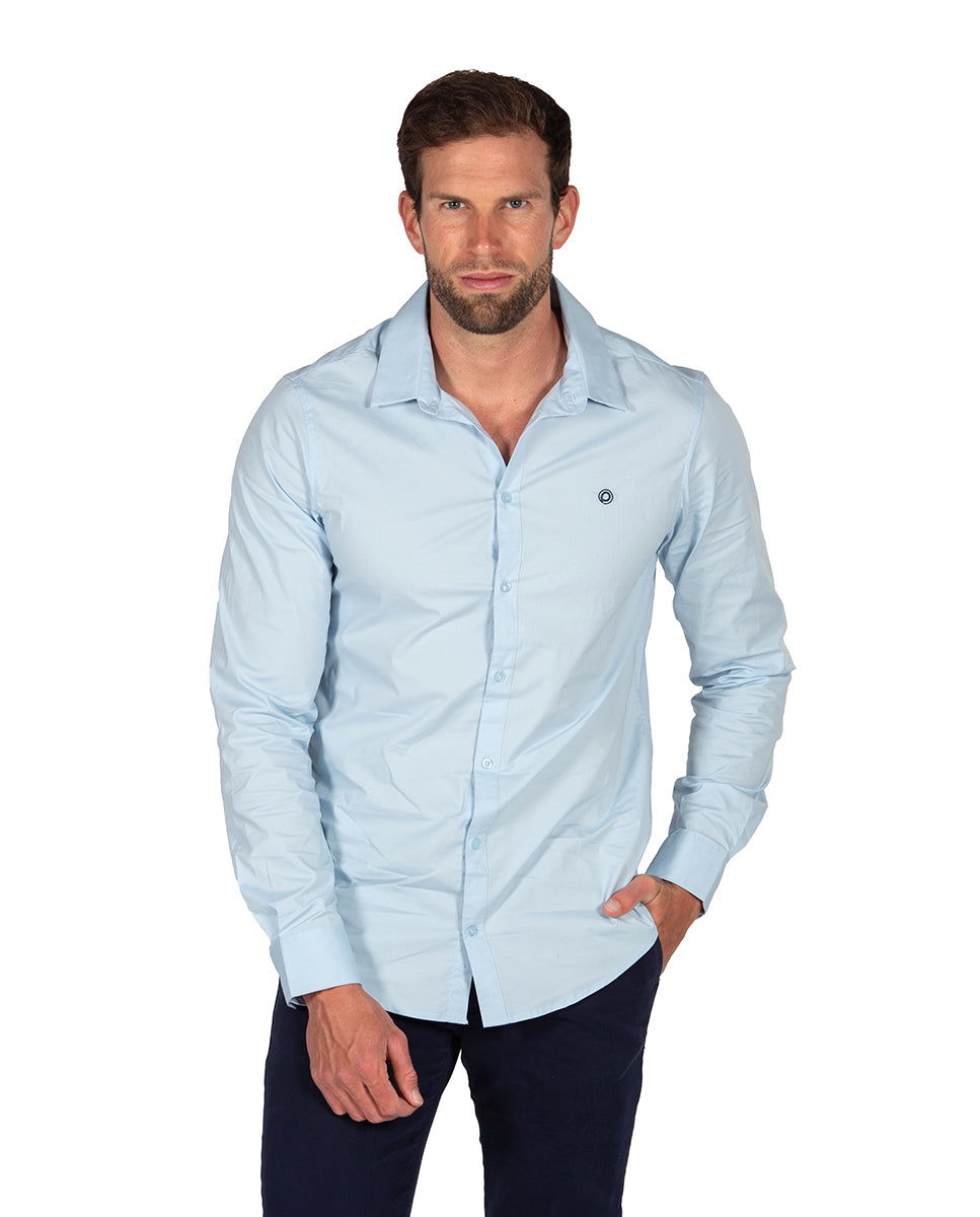 Light Blue Stretch Poplin Shirt