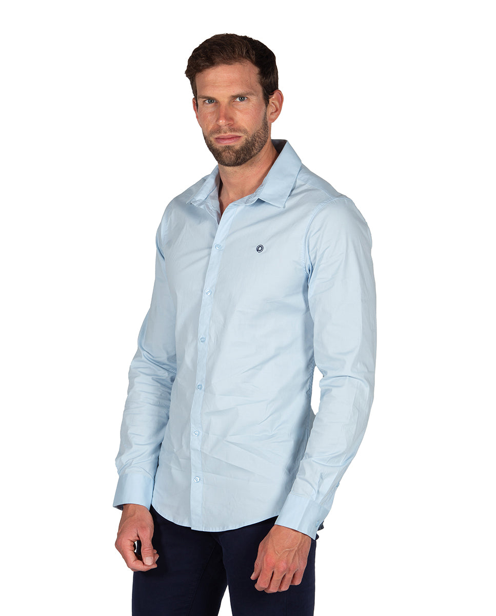 Light Blue Stretch Poplin Shirt