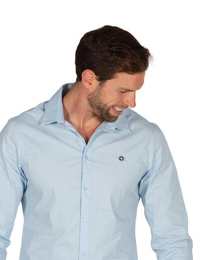 Light Blue Stretch Poplin Shirt