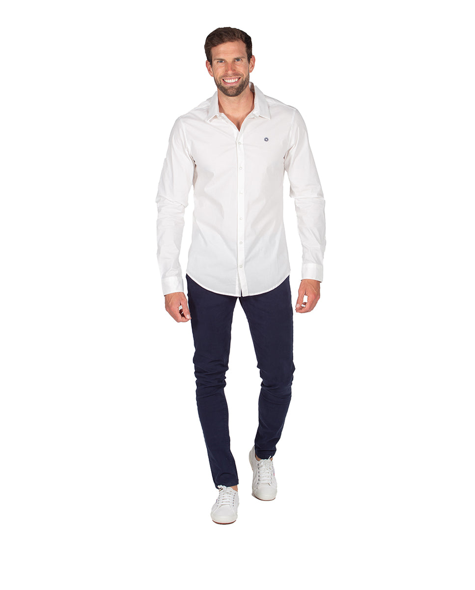 White Stretch Poplin Shirt