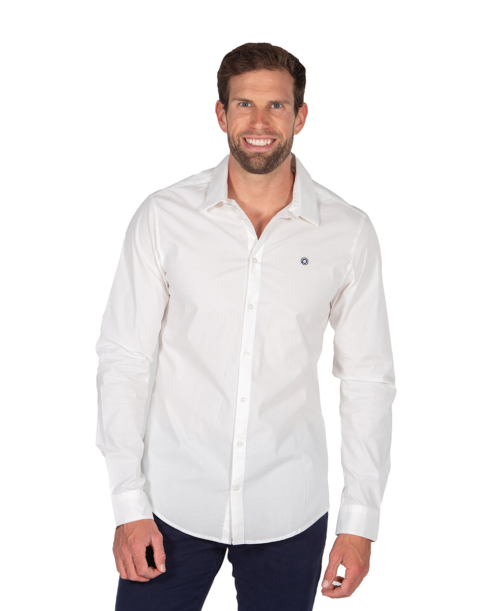 White Stretch Poplin Shirt