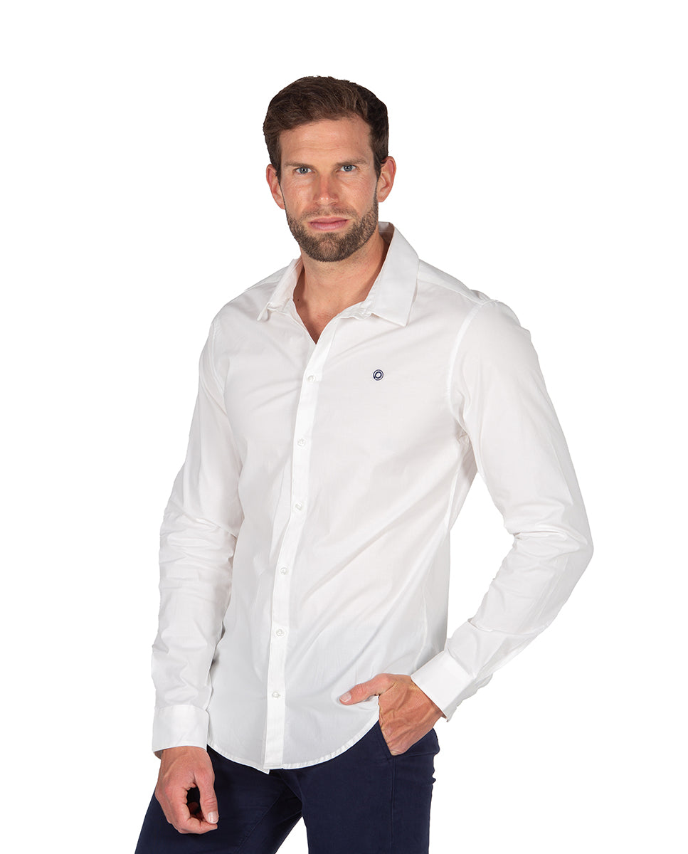 White Stretch Poplin Shirt