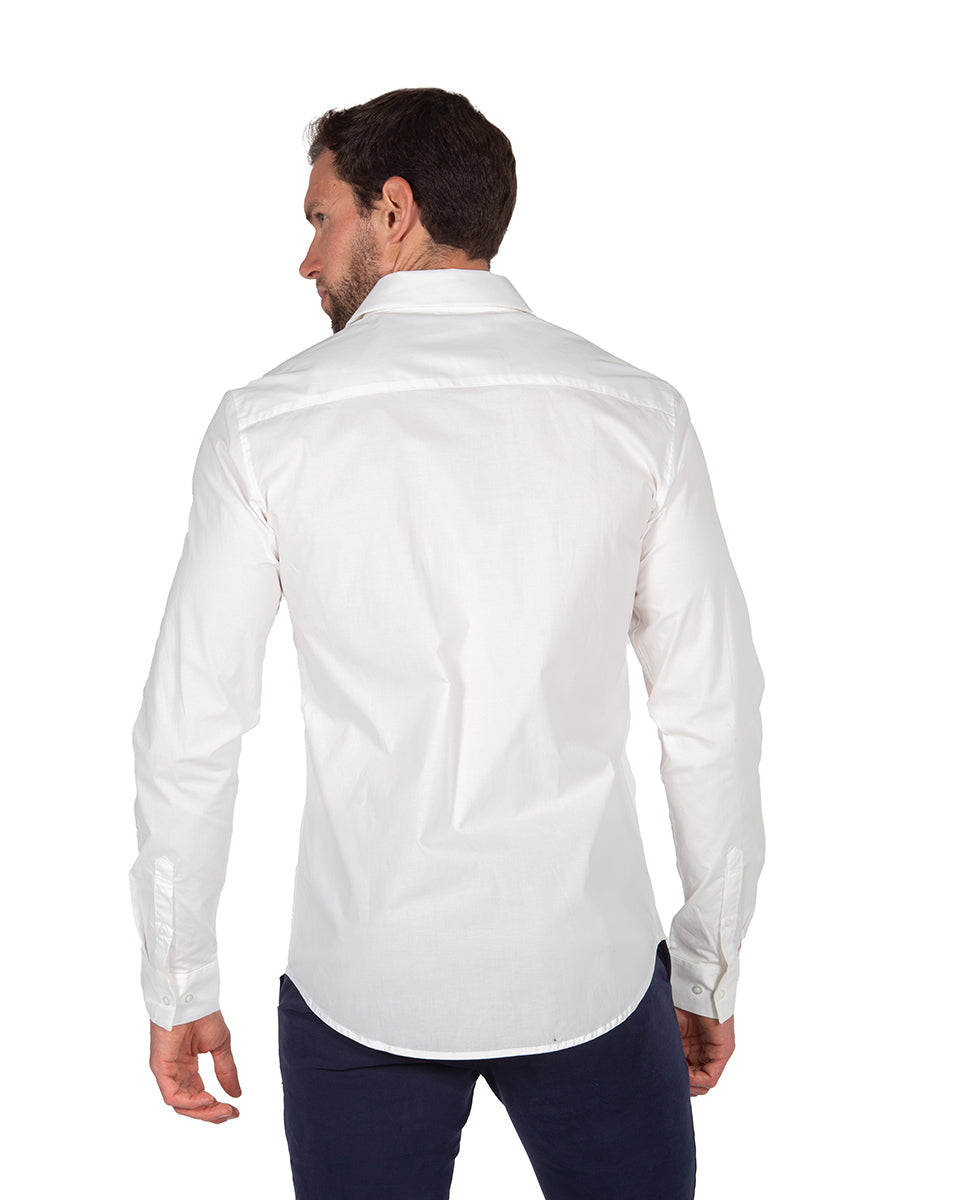 White Stretch Poplin Shirt