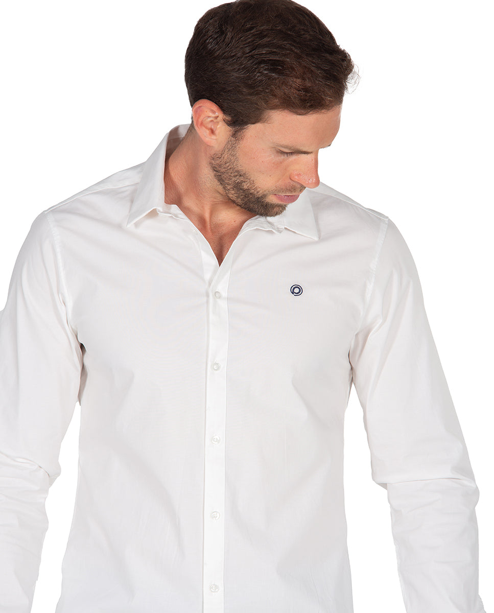 White Stretch Poplin Shirt