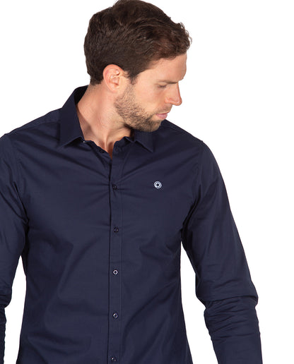 Navy Stretch Poplin Shirt