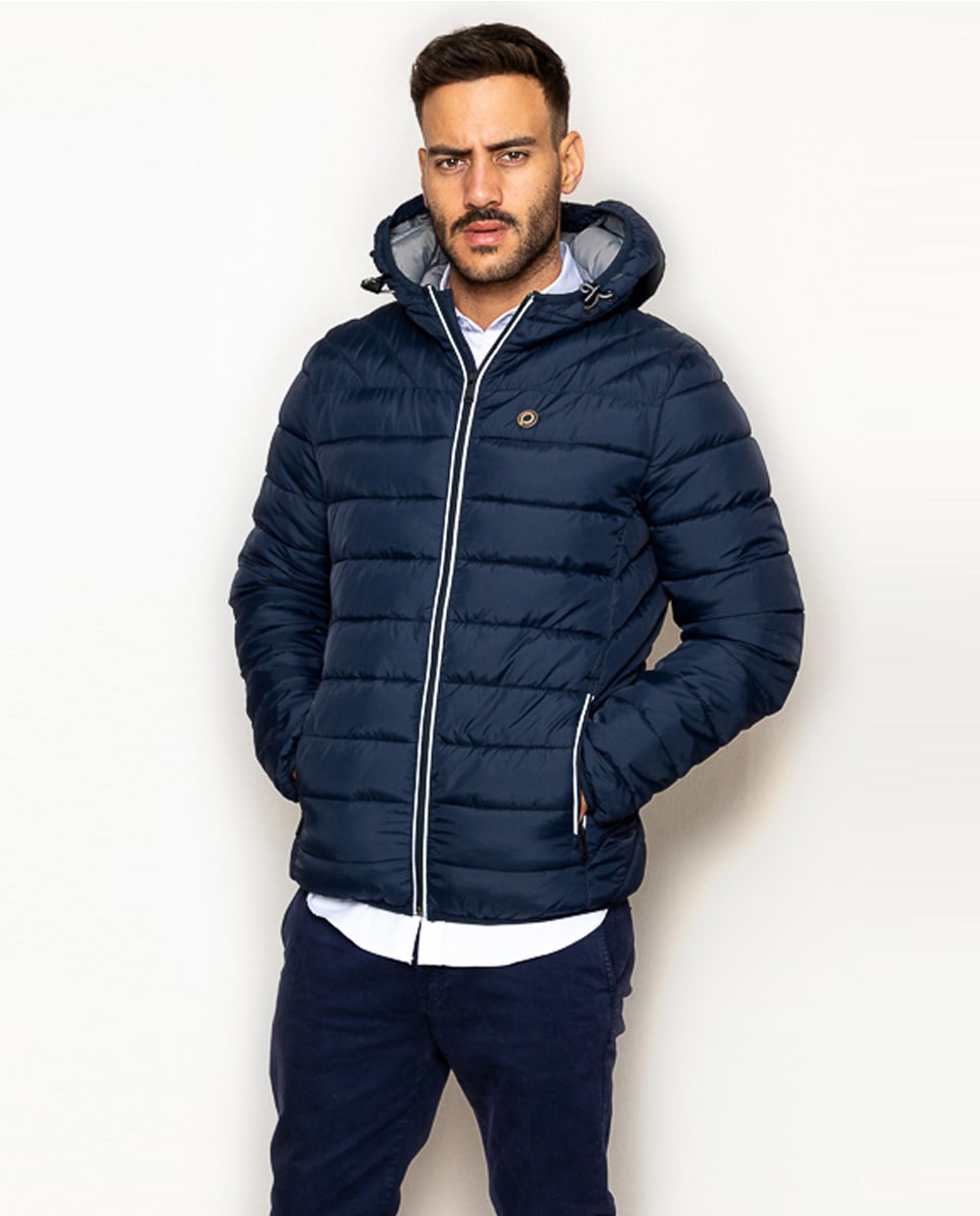 Navy Hooded Down Jacket