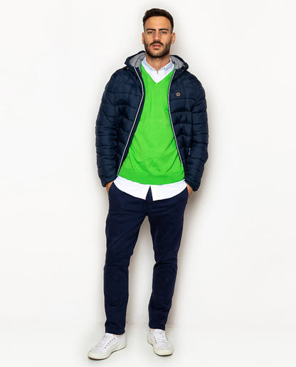 Navy Hooded Down Jacket