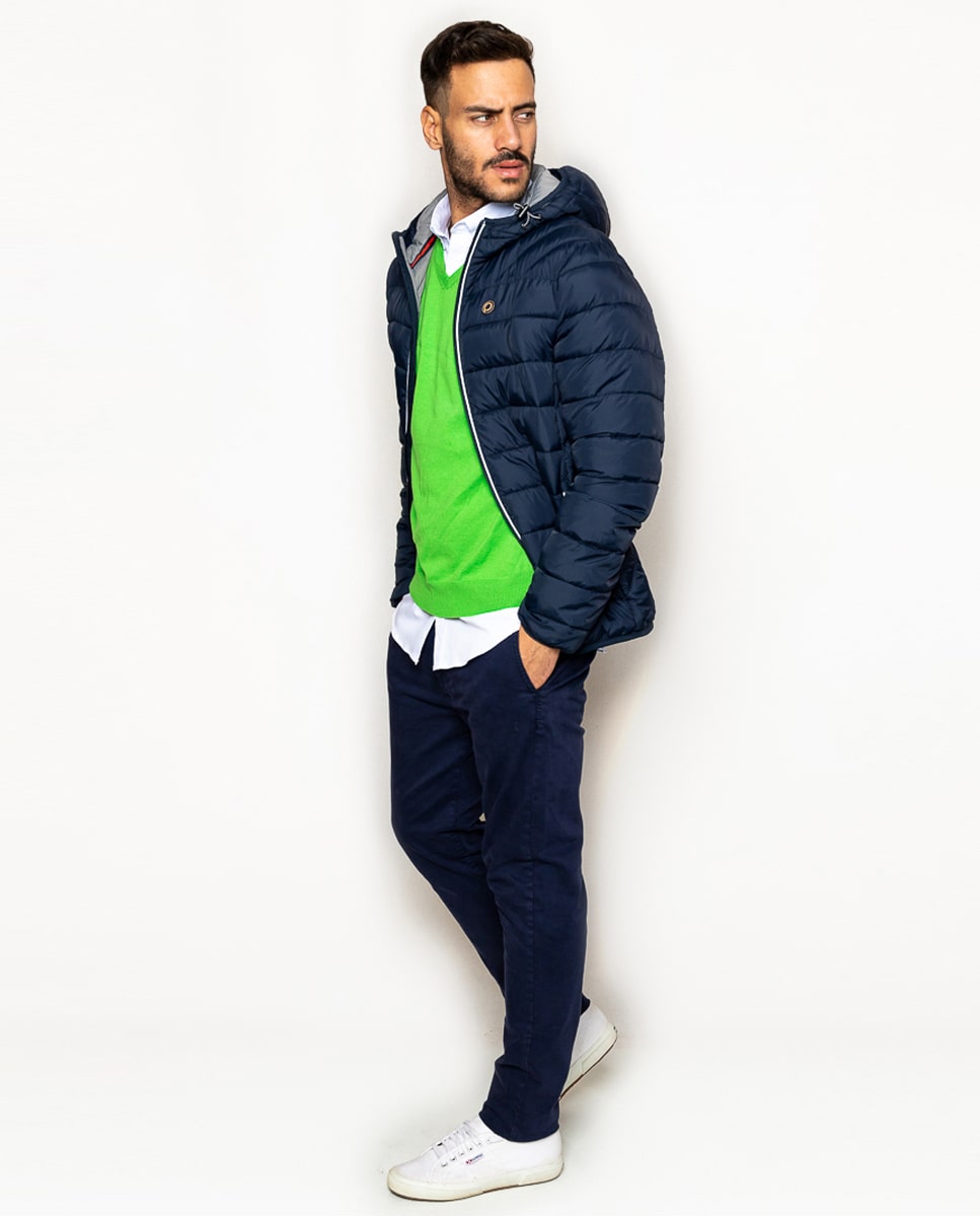 Navy Hooded Down Jacket