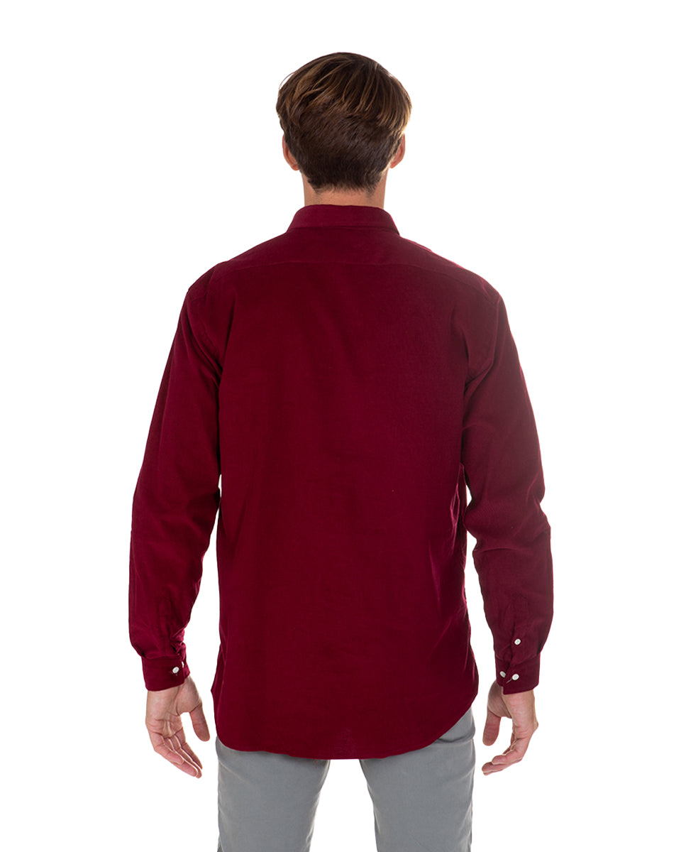 Burgundy Micro Corduroy Shirt