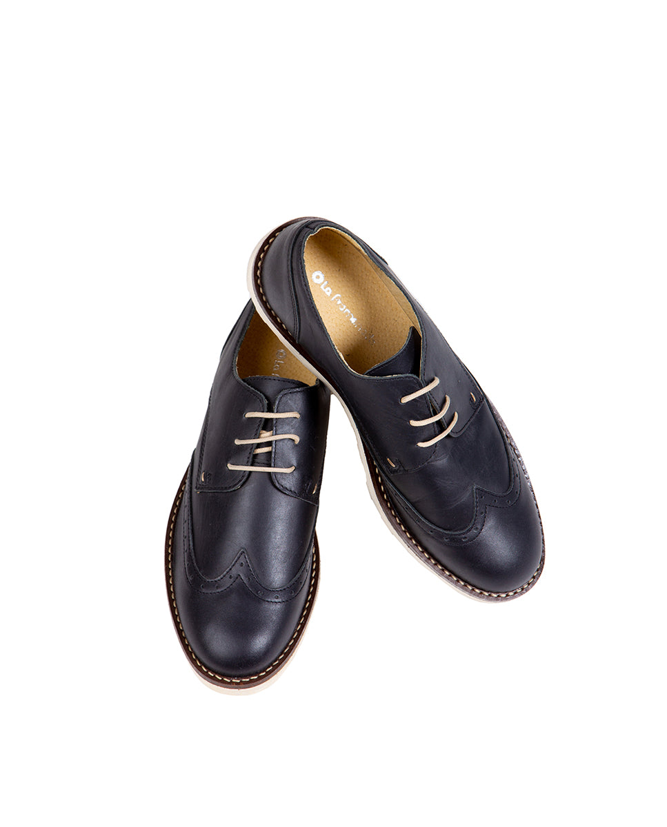 Black Stitched Blucher