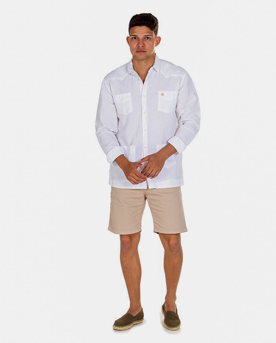 White Linen Effect Guayabera