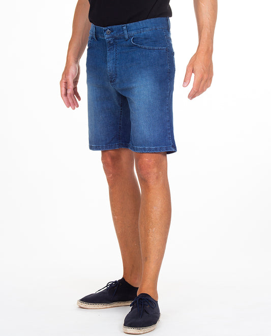 Worn Blue Denim Bermuda Shorts